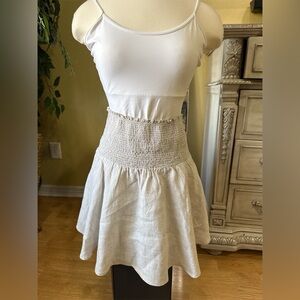 J.Crew 100% Linen Smocked Waist Mini Skirt XS Oatmeal